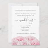 Rose Rosa Blume Weiß Grau Elegante Hochzeit der Bl Einladung (Vorderseite)