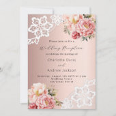 Rose Rosa Blumen Premium Hochzeitsempfang Einladung (Vorderseite)