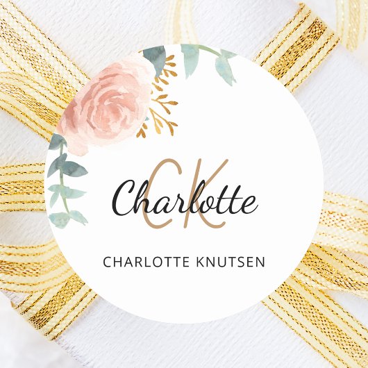 Rose Rosa Blumengrün Runder Aufkleber