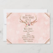 Rose Rosa Blumenrosa Hirschgeweihe Einladungen (Vorderseite)