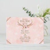 Rose Rosa Blumenrosa Hirschgeweihe Einladungen (Stehend Vorderseite)