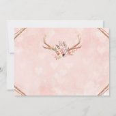 Rose Rosa Blumenrosa Hirschgeweihe Einladungen (Rückseite)