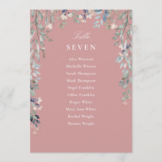 Rose Rosa Blumensitzplan Tischnummer (Vorderseite)