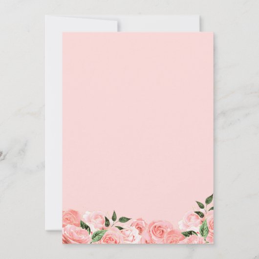 Rose Rosa Blush & Gold Glam Elegantes Quinceanera Einladung (Rückseite)