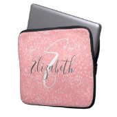 Rose Rosa Blush Sequins Sparky Monogramm Laptopschutzhülle (Vorderseite Links)
