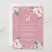 Rose | Rosa Blüte Blüte 50. Geburtstag Einladung (Vorderseite)