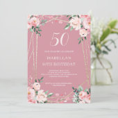 Rose | Rosa Blüte Blüte 50. Geburtstag Einladung (Stehend Vorderseite)