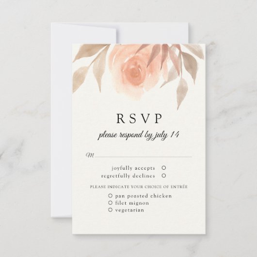 Rose Rosa Blütengarten Botanische Hochzeit RS RSVP Karte (Vorderseite)