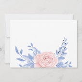 Rose Rosa Blütengoldminimale Dusty Blue Wedding Save The Date (Rückseite)
