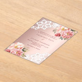 Rose Rosa Blütenhochzeit Acryleinladungen (Ablage )