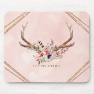 Rose Rosa Blütenrosa Hirschgewächse Boho Chic Glam Mousepad