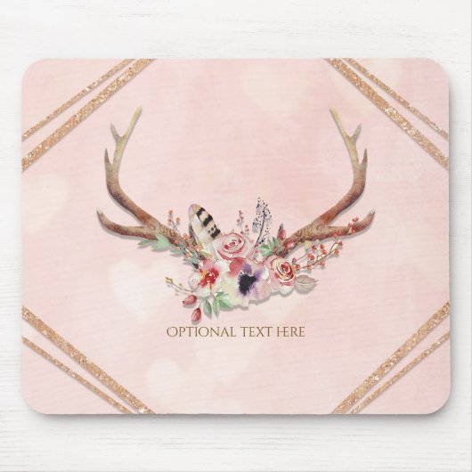 Rose Rosa Blütenrosa Hirschgewächse Boho Chic Glam Mousepad (Vorne)
