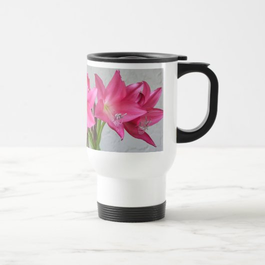 Rose-rosa Crinum Lilie NO-Fleck- Reise-Tasse Reisebecher (Rechts)