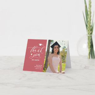 Rose Rosa Elegantes Script Foto Einfaches Abschlus Dankeskarte