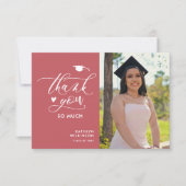 Rose Rosa Elegantes Script Foto Einfaches Abschlus Dankeskarte (Vorderseite)