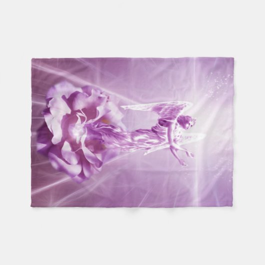 Rose rosa Engel Flamme der Liebe Fleecedecke (Vorderseite (Horizontal))