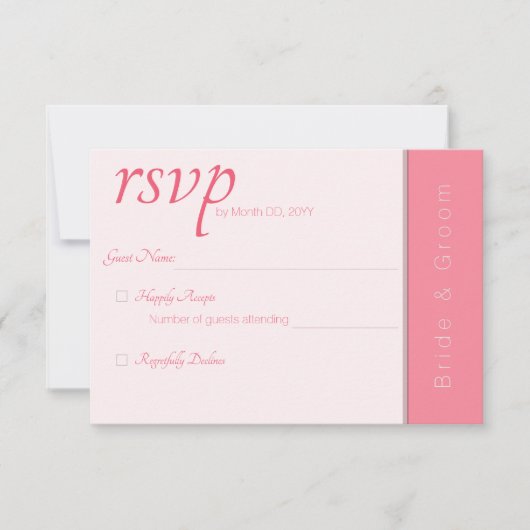 Rose Rosa ewig Beginnt Elegante Einfache Hochzeit RSVP Karte (Vorderseite)