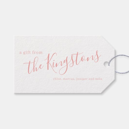 Rose Rosa Familienname Skriptgeschenktasten Geschenkanhänger (Vorderseite (Horizontal))