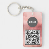 Rose-Rosa-Firmenlogo und QR-Code Schlüsselanhänger (Vorderseite)