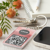 Rose-Rosa-Firmenlogo und QR-Code Schlüsselanhänger (Vorderseite rechts)