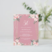 Rose Rosa Flora 50. Budget Geburtstag Einladung (Stehend Vorderseite)
