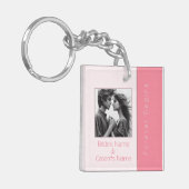 Rose Rosa Forever Beginnt Elegantes Foto Hochzeit Schlüsselanhänger (Vorderseite links)
