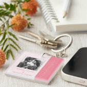 Rose Rosa Forever Beginnt Elegantes Foto Hochzeit Schlüsselanhänger (Vorderseite rechts)