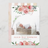 Rose Rosa Foto Baby Girl Birth Ankündigung (Vorne/Hinten)