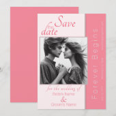 Rose Rosa für immer Beginnt Hochzeit Speichern Sie Einladung (Vorne/Hinten)