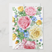 Rose Rosa Gelbe Blumendusche Einladung (Rückseite)