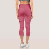 Rose rosa geometrisches Maschenmuster Capri Leggings (Rückseite)