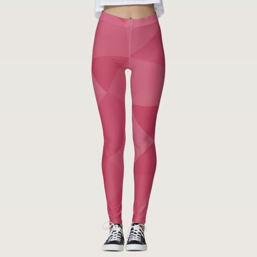 Rose rosa geometrisches Maschenmuster Leggings (Vorderseite)