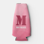 Rose rosa geometrisches Maschenmuster Monogramm Flaschenkühler (Vorderseite)