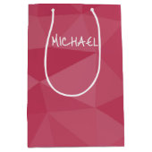 Rose rosa geometrisches Messmuster Individuelle Na Mittlere Geschenktüte (Vorderseite)
