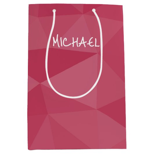 Rose rosa geometrisches Messmuster Individuelle Na Mittlere Geschenktüte (Vorderseite)