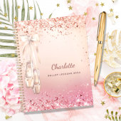 Rose Rosa Glitzer Ballerina Monogramm 2022 Planer