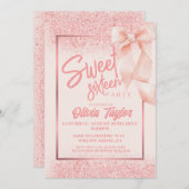 Rose Rosa Glitzer elegant Sweet 16 Einladung (Vorne/Hinten)