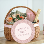 Rose Rosa Glitzer Hebräisch A Freilichen Hanukkah Runder Aufkleber