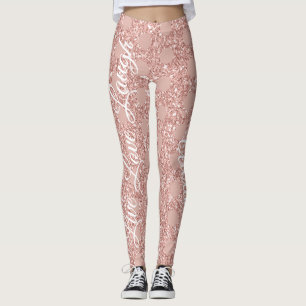 Rose Rosa Glitzer Live Liebe Laugh Polka Dot Leggings