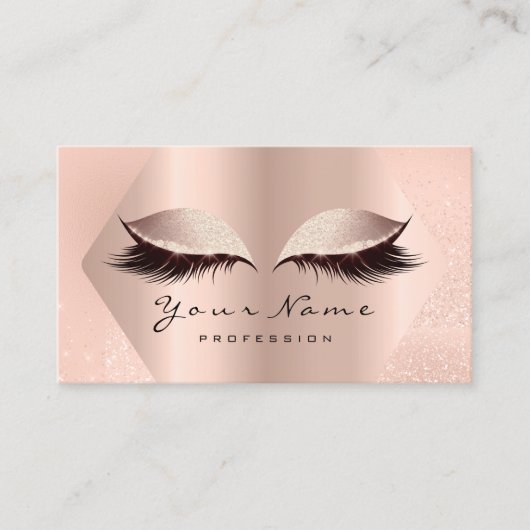 Rose Rosa Glitzer Makeup Artist Lashes Lux Visitenkarte (Vorderseite)