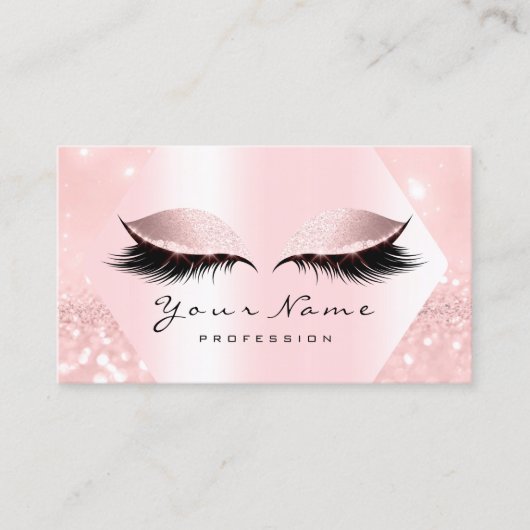 Rose Rosa Glitzer Makeup Artist Lashes Pastelle Visitenkarte (Vorderseite)