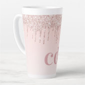 Rose Rosa Glitzer Monogramm Milchtasse (Linke Ecke)
