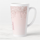 Rose Rosa Glitzer Monogramm Milchtasse (Rechts)