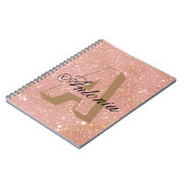 Rose Rosa Glitzer Name & Anfangsbuchstaben Notizblock (Linke Seite)