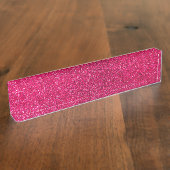 Rose Rosa Glitzer Namensplakette (Seite)