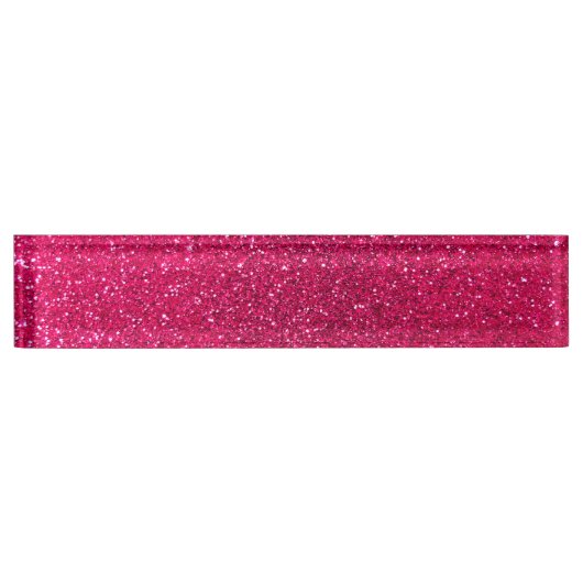 Rose Rosa Glitzer Namensplakette (Vorderseite)