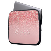 Rose Rosa Glitzer Rosa Ombre Name Laptopschutzhülle (Vorderseite Links)