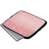 Rose Rosa Glitzer Rosa Ombre Name Laptopschutzhülle (Vorne Knopf)