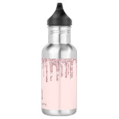 Rose Rosa Glitzer Tropfen Monogramm Name Edelstahlflasche (Rechts)