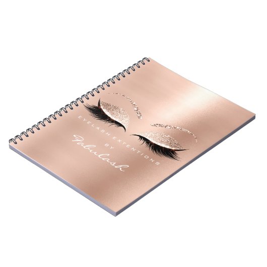 Rose Rosa Gold Glitzer Augen Makeuty Name Notizblock (Linke Seite)